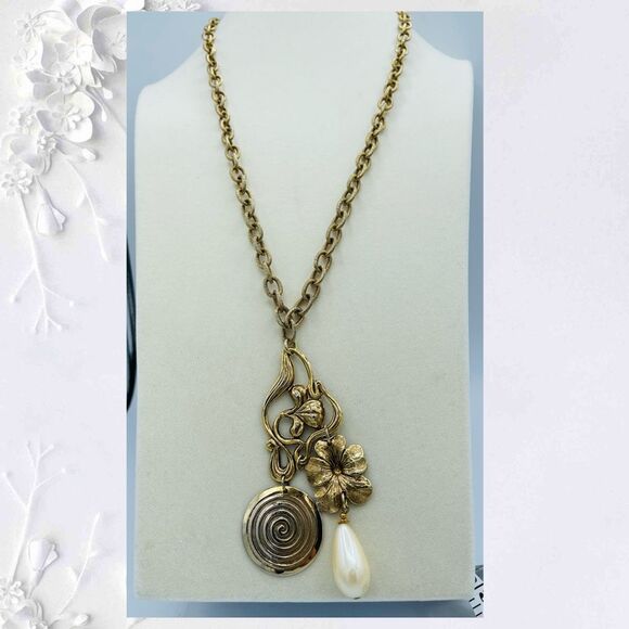 Vintage festival boho large link textured necklace - Picture 1 of 10